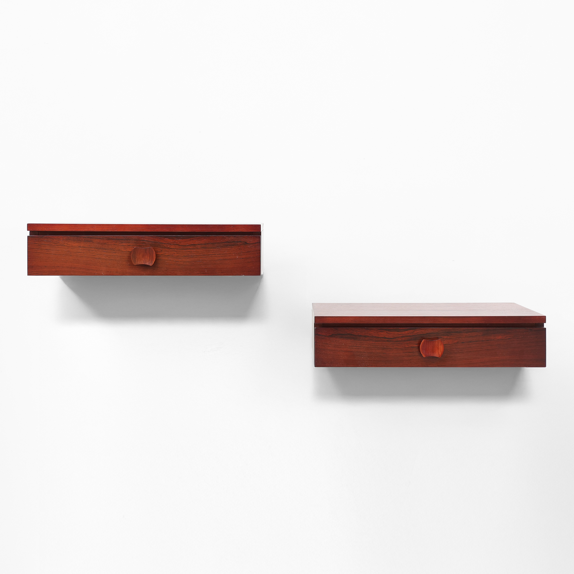 Pair of Mid-Century Modern Danish Wall-Mounted Nightstands in Walnut-img